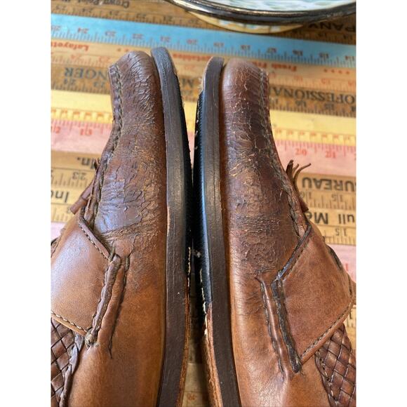 Footjoy Classics Men Loafer Sz 11 C Brown Leather Tassels Vintage Dress Shoe - Picture 8 of 13